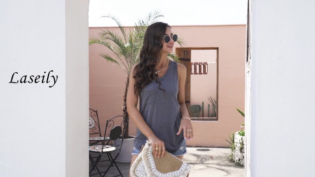 Riyiper 4 Pack Women's Racerback Tank Tops Casual Cotton Blend Summer Sleeveless Shirts Slim - View #13