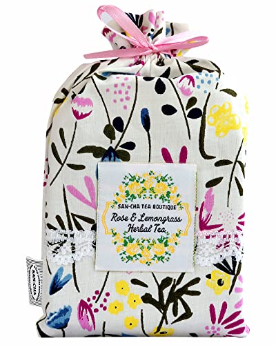 Sancha Tea Boutique Rose & Lemongrass Herbal Tea Bags, Caffeine Free Tea(Pack of 15) 100% Biodegradable Tea Bags, Pyramid Tea Bags, Lemon Grass Tea…