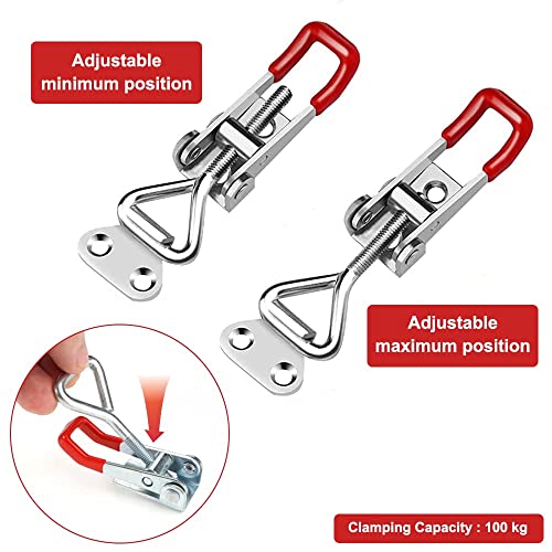 4 stück Spannverschluss Edelstahl, Hebel Verschluss, Kistenverschluß, Kistenverschluss Spannverschluss Eckbefestigung, Toggle Latch, Verstellbar Metall Hebel Verschluss, für Kisten Schrank Schublade