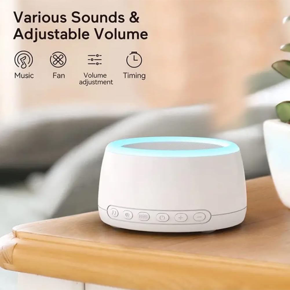 White Noise Machine Lautsprecher mit Licht, Schlaf-Sound-Maschine, Mehrere Natürliche Sound Einschlafhilfe für Atemzug für Schlaf Yoga Therapie Stressabbau
