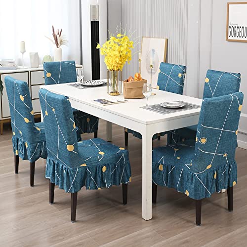 Image of HOKIPO Dining Chair Protector Cover Set of 6 Elastic Slip Covers (AR-4074-D9*6)