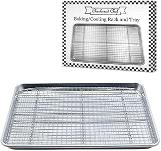 Checkered Chef Baking Sheets for Oven - Half Sheet Pan with Stainless Steel Wire Rack Set 1-Pack - Easy Clean Cookie Sheets, Aluminum Bakeware