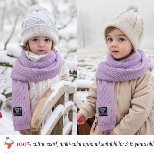 Image of PESAAT Kids Winter Infinity Scarf Knit Cotton Toddler Boy Girls Scarves