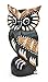 TEMPELWELT Deko Figur Eule Wula schwarz braun aus Albesia Holz, Höhe 20 cm groß, Holzfigur Uhu Kunsthandwerk aus Bali handgefertigt
