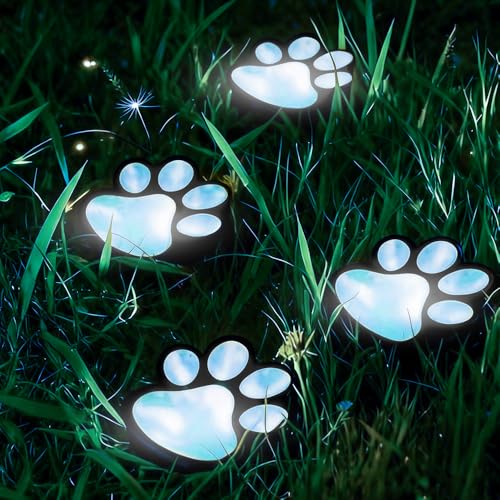 Luces solares de huellas de patas con diseño impermeable pack de 4 focos LED para césped 2