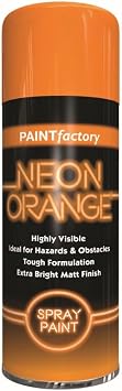 Paint Factory Neon Orange Spray Paint 400ml Extra Bright Matt Finish