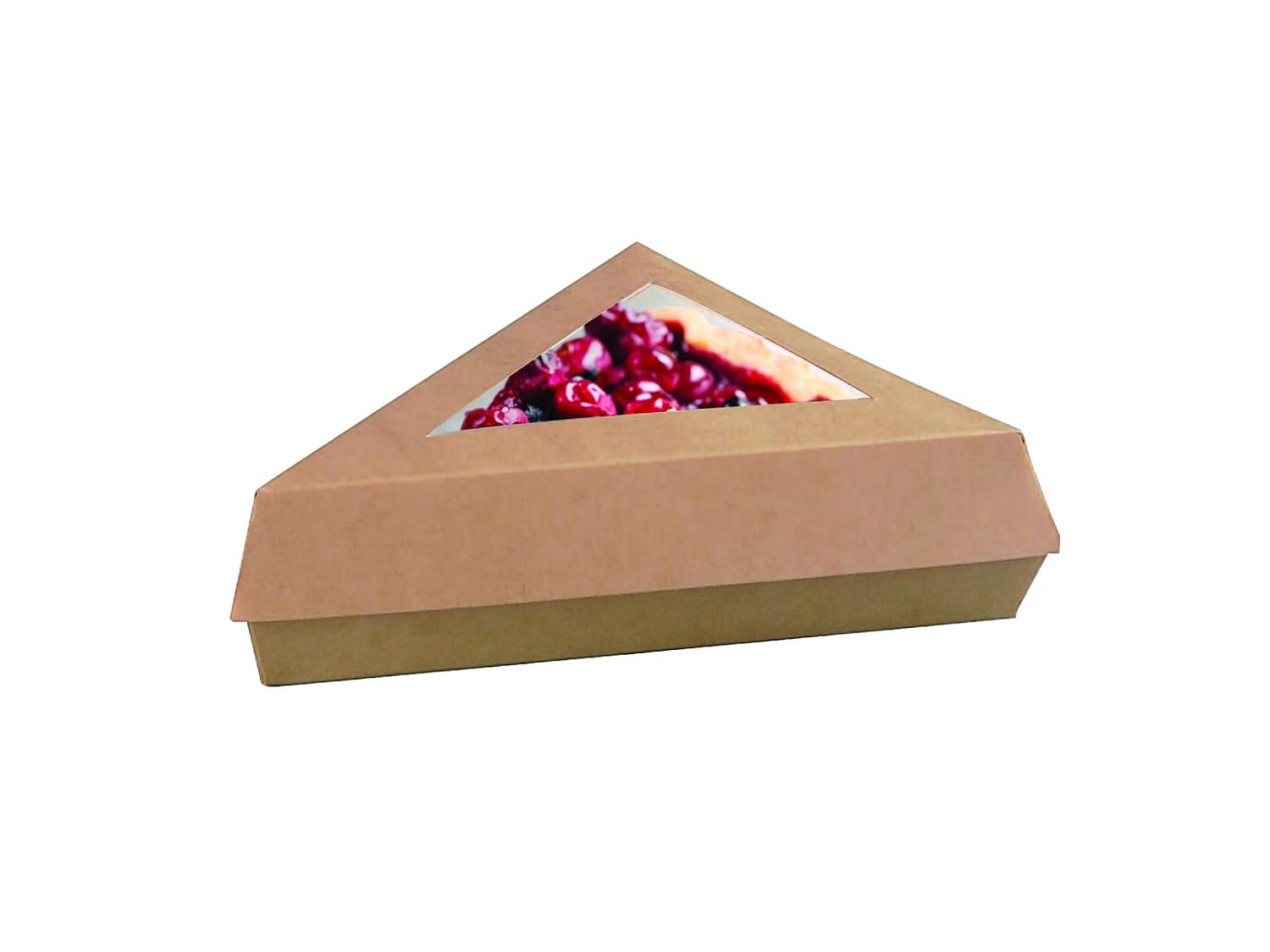 PacknWood 209PATTRIBR - Cake Slice Box with Window - kraft cake slice box-brown kraft pastry boxes with window-brown cardboard cake box-(6.6" x 6.6" x 5.1") - Case of 200