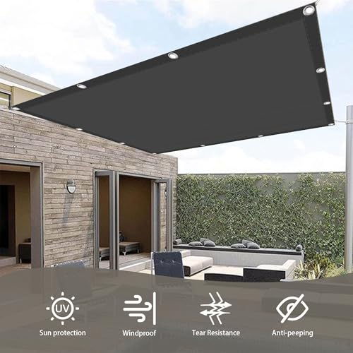 Voile d'ombrage rectangulaire gris foncé pour terrasse et repas - 4