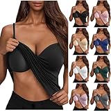 Tank Top with Built in Bra for Women Sexy Spaghetti Strap v Neck Camisole Tops Workout Summer Cami Undershirt Black Womens Workout top M