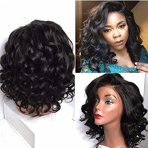 Short Wavy Synthetic Lace Front Bob Wigs For Women Natural Black Glueless Lace Front Wig With Baby Hair