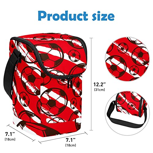 Bolsa de almuerzo lavable e impermeable con estampado de fútbol rojo urbano 4
