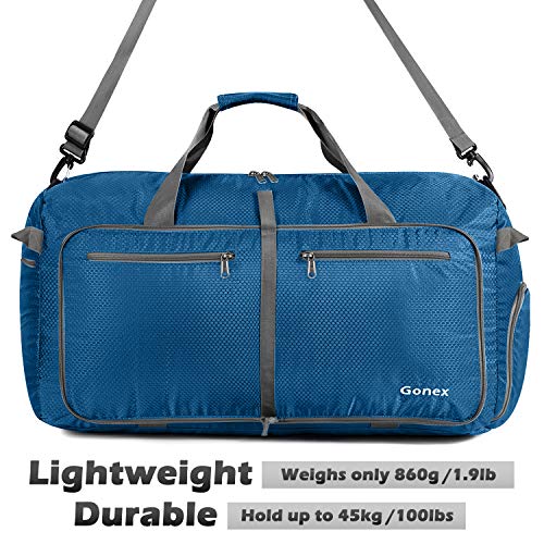 Gonex 150L Travel Duffel Bag Foldable Extra Large Duffle Bag XL Heavy Duty for Men Women for Luggage Shopping Deep Blue