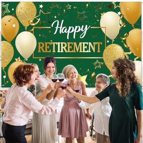 Image of Blulu Retirement Party Decorations,72.8 x 43.3 Inch,Green Gold