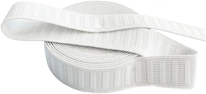 1" 5 Yards Non Roll Strong White Elastic - Polyester - Color: White