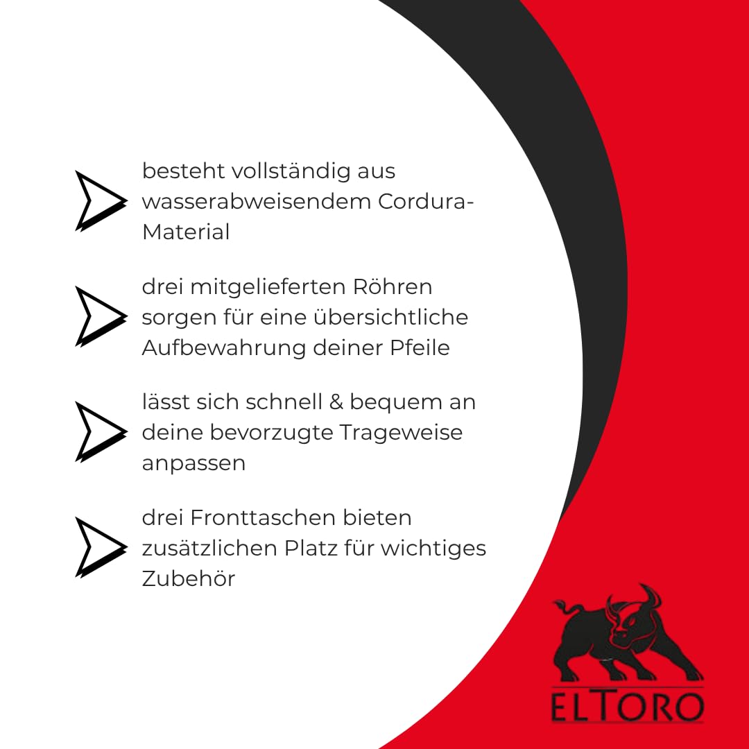 elToro Seitenköcher Sys Linkshand, Gürtelköcher für Bogenschießen | 3 Röhren für Pfeile, Köcher für Pfeil und Bogen, Bogensport Zubehör