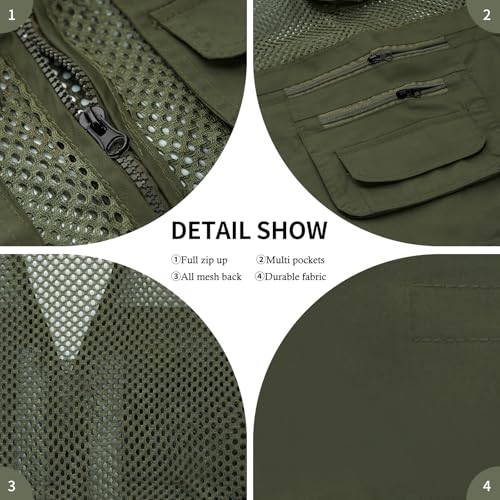 Image of AOTORR Men's Utility Fishing Vest Lightweight Outdoor Work Safari Travel Multi Pockets Waistcoat Jacket