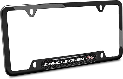 Marco de matrícula de acero inoxidable de 50 estados compatible con Dodge Challenger RT Real Carbon Fiber Insert Black 50 Estados