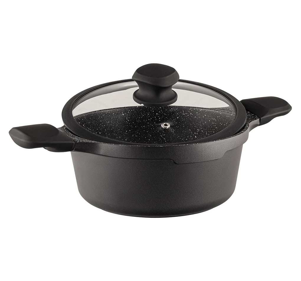 VINZER Kuro Induction Line garnek do gotowania 2,2 l ze szklaną pokrywką, powłoka nieprzywierająca GREBLON C3, Ø 20 cm – gotowanie prawie bez tłuszczu (50427)