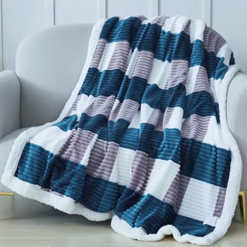 AHERKLL Sherpa Fleece Throw Blanket, 3D Ribbed Jacquard Soft Warm Thick Winter Sherpa Fleece Blankets