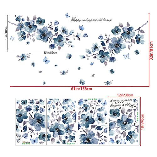 Vinilos decorativos flores azul con mariposas 3D miniatura 2