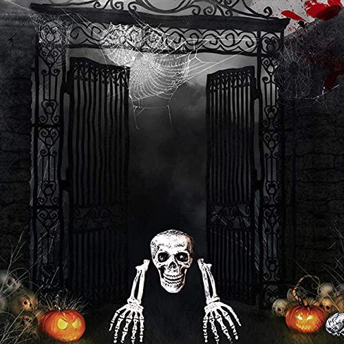 Motofuture 3Pcs Skeleton Head And Hands Set Life Size Realistic Skull And Arms Stakes Scary Halloween Fake Skeleton Head Hand Bones Prop Decoration For Garden Yard Lawn Haunted House Décor #TOP7