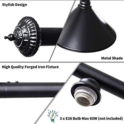 3 Light Pool Table Light, Hanging Pool Table Lamp with Matte Black Shade, Billiard Light, Pendant Light for Game Room, Dining Room, Restaurant, Beer Party, Man Cave, Living Room, Bar, Cafe - Thumbnail 5