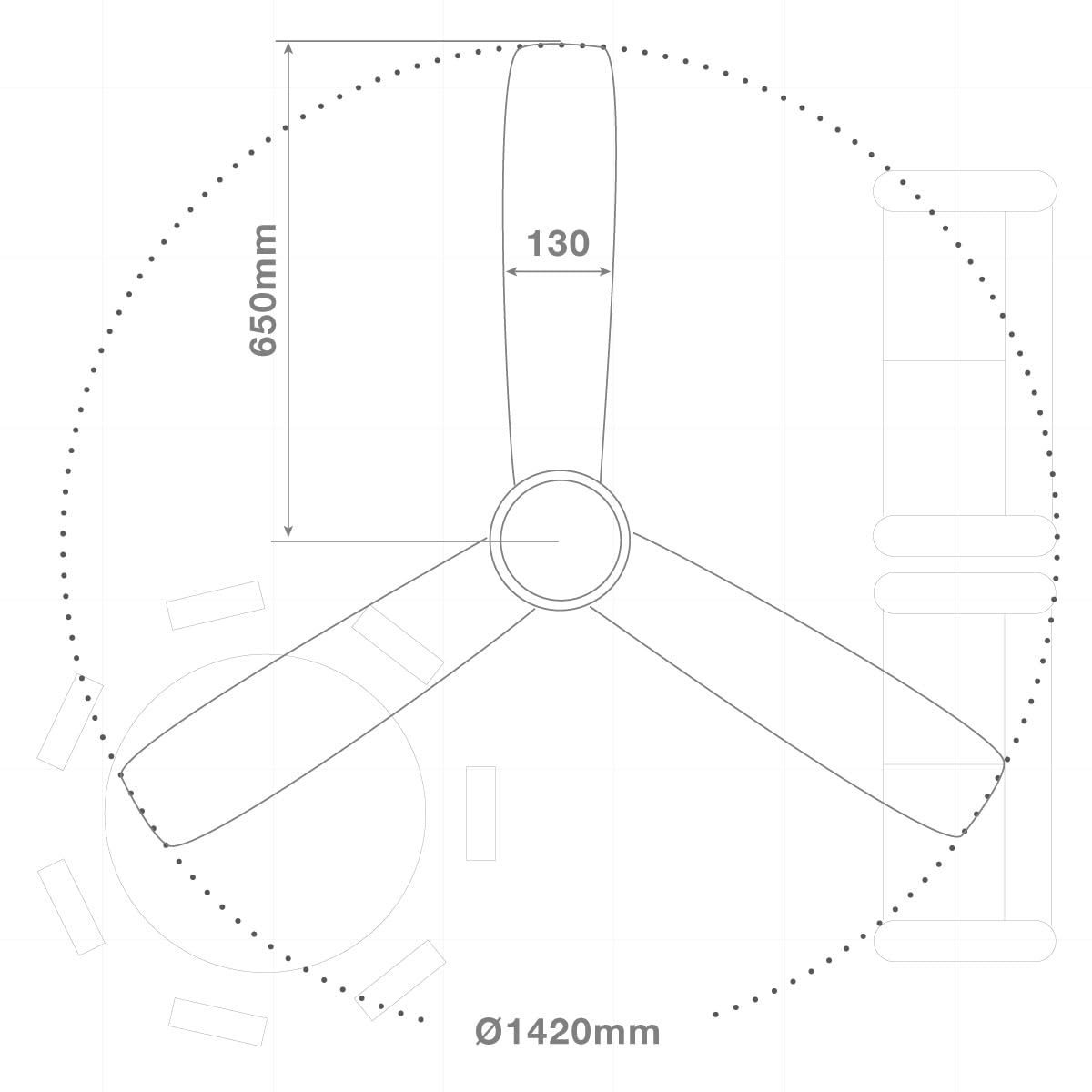 gsc evolution | Ventilador de techo Industrial | Motor AC | Ø142 cm | Ideal para techos industriales | Controlador instalado en pared | 5 velocidades | 220-240V