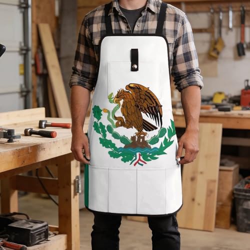Delantal de trabajo con bandera de México y bolsillos miniatura 5
