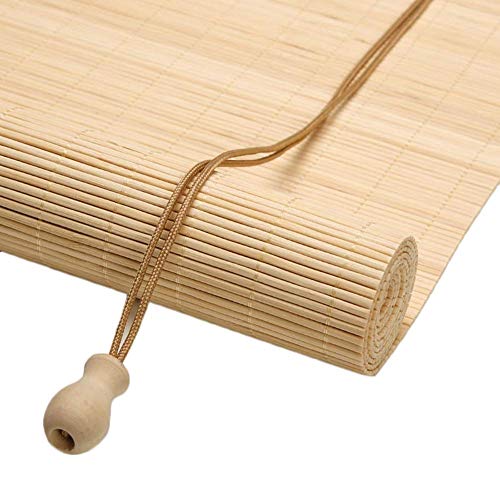 ZKORN Persianas enrollables para Ventanas, persianas enrollables de bambú, Ideales para separadores de Habitaciones, Balcones, persianas enrollables con filtración de luz, con Cenefa y t