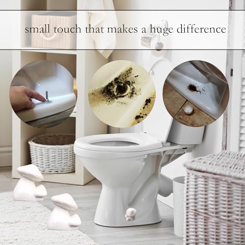 Image of ZUNON Toilet Bolt Caps, Decorative Toilet Bolt Covers, Ceramic Cute Frog Covers Toilet Bolts Bathroom Decor Easy Installation Set of 2 (White Mushroom 2PCS)