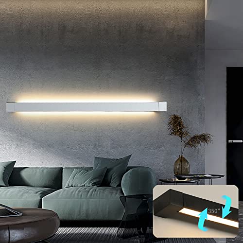 Decoración de pared Iluminación Aplique de pared lineal giratorio 350 ° LED decoración pared moderna iluminación apliques interiores tira larga blanca cálida lámpara pared dormitorio metal decoración