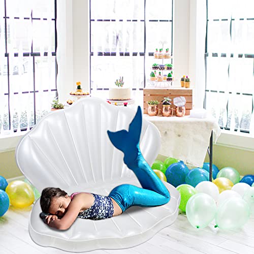 Zcaukya Inflatable Seashell Pool Float, 45.2 Inch Giant Clam Air-Filled Toys With Pearl Ball For Kids Birthday Party Swimming Pool Summer Beach Party Mermaid Ocean Theme Party Decor #TOP4