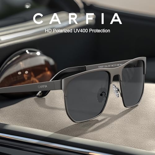CARFIA Square Driving Polarized Sunglasses for Men Spring Hinge Eyewear CA52273
