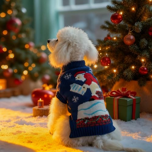 Pull de Noël pour caniche et grand chien tricot chaud extensible
