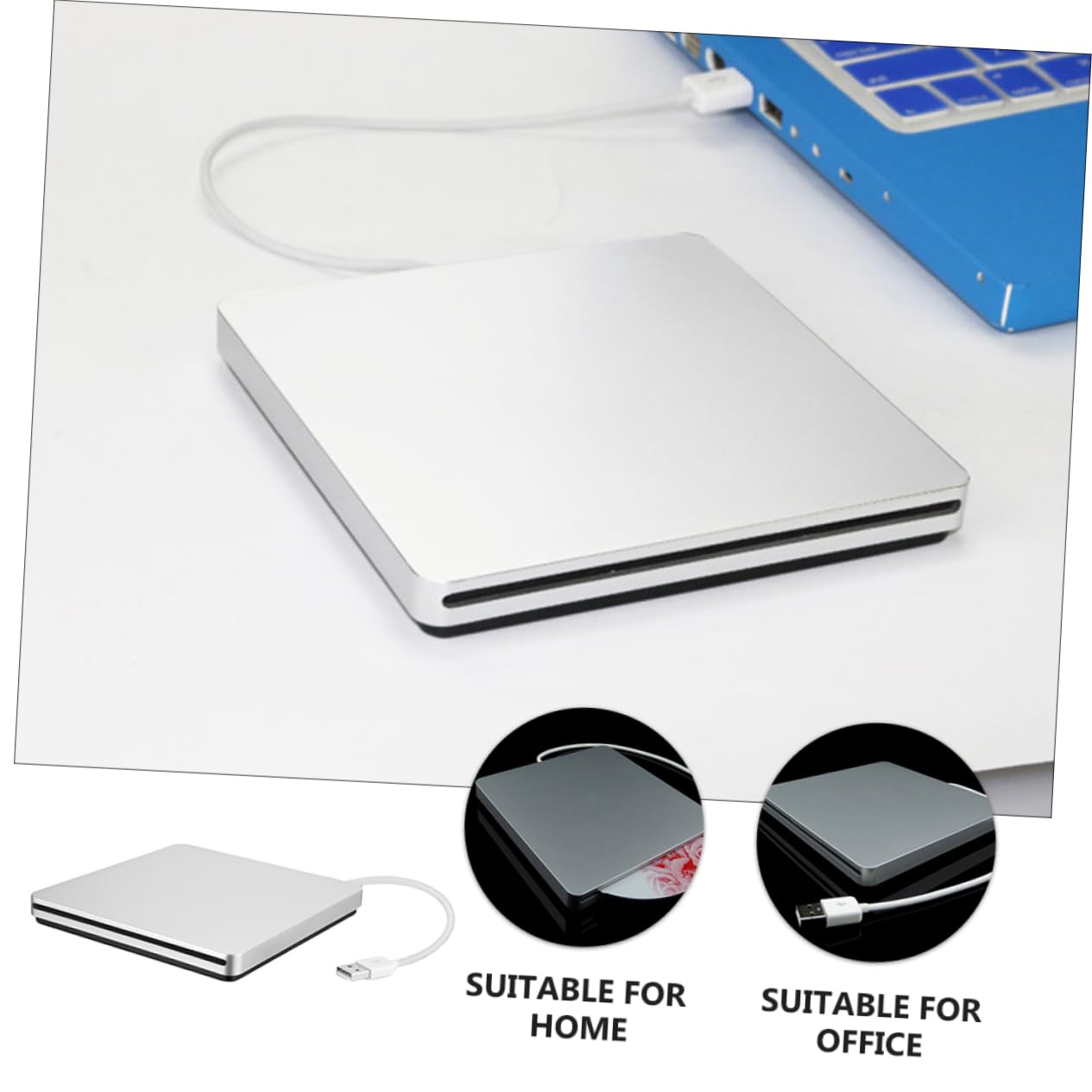 Angoily 3.0 External DVD Burner Drive Cd ROM Burner for Desktop Laptop -in-one Fast Data Transfer