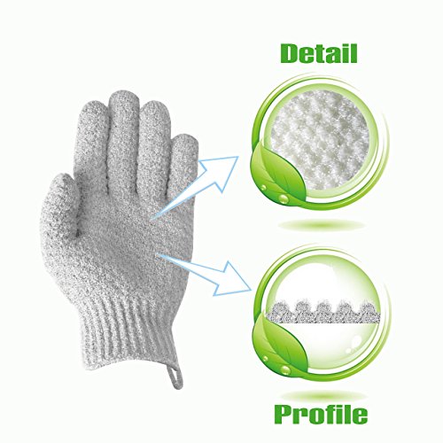 Evridwear Exfoliating Dual Texture Bath Gloves For Shower, Spa, Massage And Body Scrubs, Dead Skin Cell Remover, Gloves With Hanging Loop (1 Pair Light Glove) #TOP3