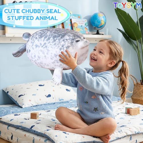 Image of TOYSYM Chubby Blob Seal Pillow Cute Seal Plush with 4 Baby Plushies in Her Tummy, Soft Large Stuffed Animals Toy Gifts for Kids (20inch)
