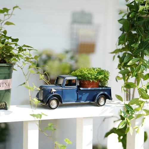 SOFFEE DESIGN 10in Collectible-Vehicles Classic Truck, Pick-up Model Iron Decorations, Collectible Figurine Desktop Car Wine Holder for Home Decor, Dark Blue - Image 5
