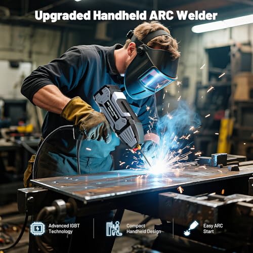 Image of Handheld Welding Machine 110V: Portable Welder with IGBT Inverter 6 Variable Current Adjustment, Electric ARC Welder Gun Welding Tools Set Fits for 3 /32 inch-1 /8 inch Wire Rods (Grey)