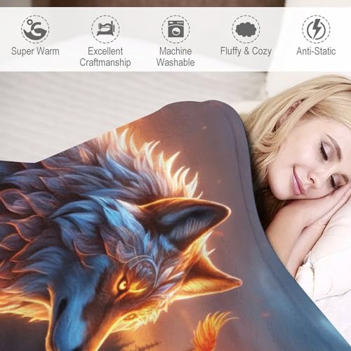 Couverture de canapé peluche flannel loup idée cadeau douce