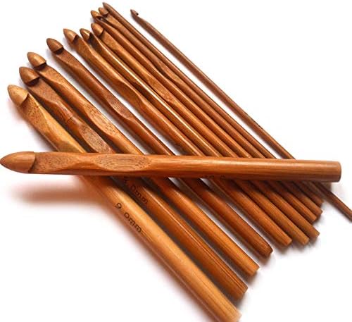 DHER Crochet Set Bambou Bois Aiguilles à Crochet Pour Tricot