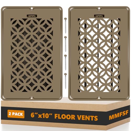 Floor Vent Covers Floor Register 6x10 2 Pack Adjustable Decorative Vent Covers for Home Floor Ceiling or Sidewall Vent with Screws Rust-Proof Heavy Duty Walkable Steel Floor Vents (6 X 10)