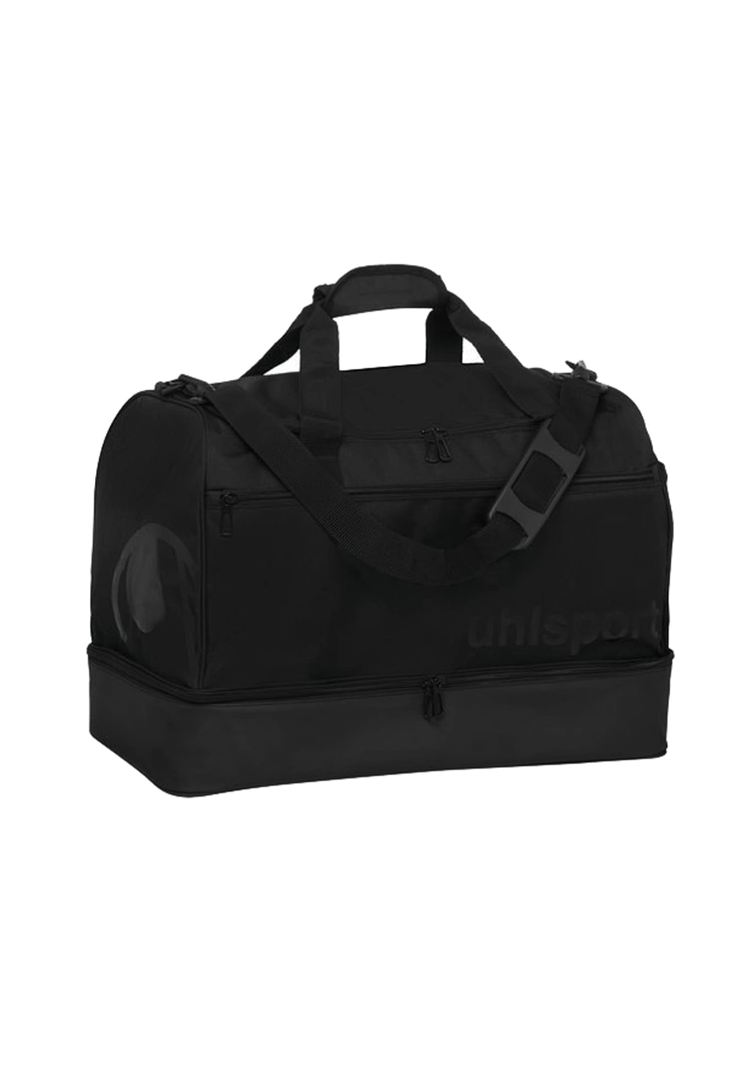 uhlsport ESSENTIAL 75 L Sac de jeux sac de sport Sac de voyage pour femmes et hommes - avec compartiment inférieur - sac pour le sport, les voyages, le fitness, la gym, le handball, le football - noir