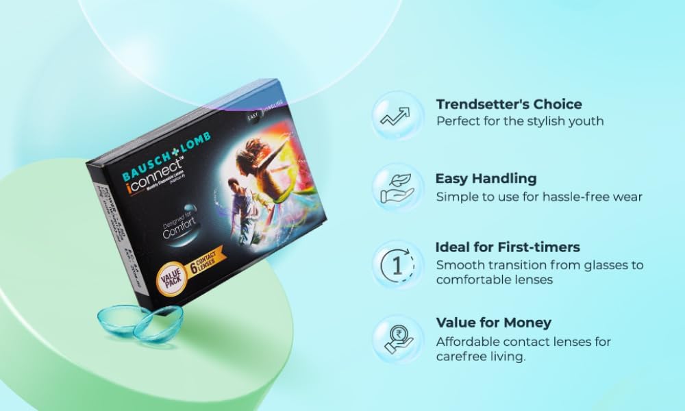 Bausch & Lomb Iconnect Contact Lens - Spherical | Monthly Disposable | Hydrogel Material | (-0.5, Pack of 6) — Amazon image 2