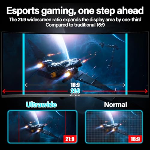 Gawfolk 34 inch ultrawide Curved Gaming Monitor, 1500R Curvature 165hz Refresh Rate UWQHD 3440x1440, Curved Computer Screen with FreeSync and Eye Care Technology, Liftable Stand,Wall Mount Compatible - Image 5