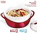 Pinnacle Large Insulated Casserole Dish with Lid 3.6 qt. Elegant Hot Pot Food Warmer/Cooler -Thermal Soup/Salad Serving Bowl Stainless Steel Hot Food Container–Best Gift Set for Moms –Holidays Red