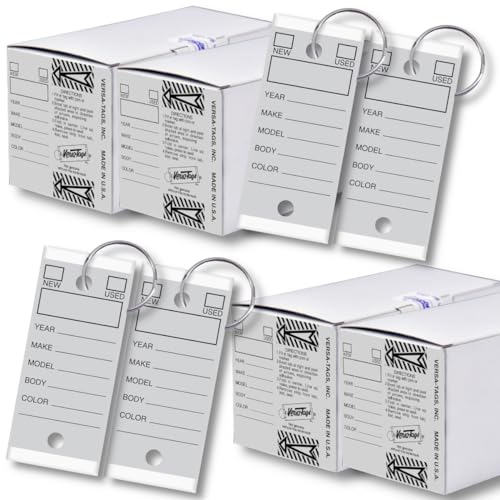 Image of Versa-Tags Gray Self-Protecting Key Tags with Chrome-Plated Split Rings, 1000 Count Automotive Dealership Key Tags for Car Truck RV Inventory & Service Organization