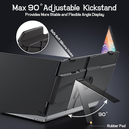 Image of Laptop Screen Extender, 14'' FHD 1080P Ultra-Slim Triple Portable Monitor for Laptops, Two Cable USB-C Travel Monitor Extender Plug & Play for 13 inch-17 inch Laptop, Compatible with Wins /Mac /Android /Chrome