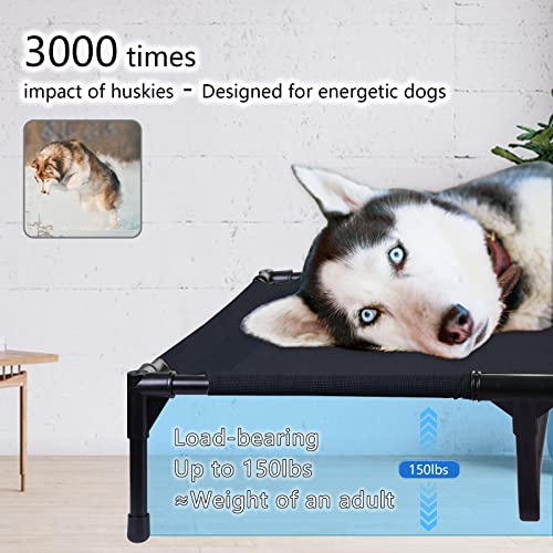 Buyplus Elevated Outdoor Dog Bed - 36”L Portable Camping Dog Cots, Breathable Raised Pet Bed With Anti-Slip Rubber Feet, Suited For Medium Large Dog Up To 150Lbs (Black) #TOP3