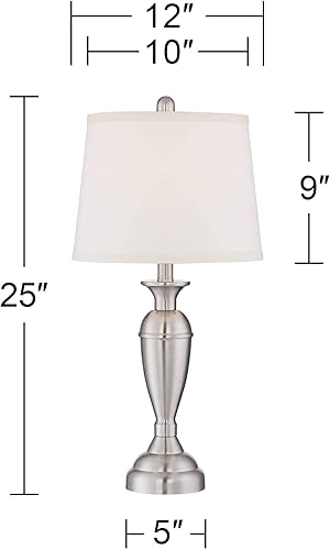 Miniatura 4 de Regency Hill Blair - Juego de 2 lámparas de mesa tradicionales de 3 vías de 25 pulgadas de alto con reguladores de intensidad de metal de níquel